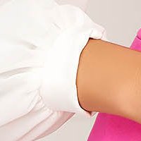 Women`s blouse elegant StarShinerS white flared thin fabric long sleeved
