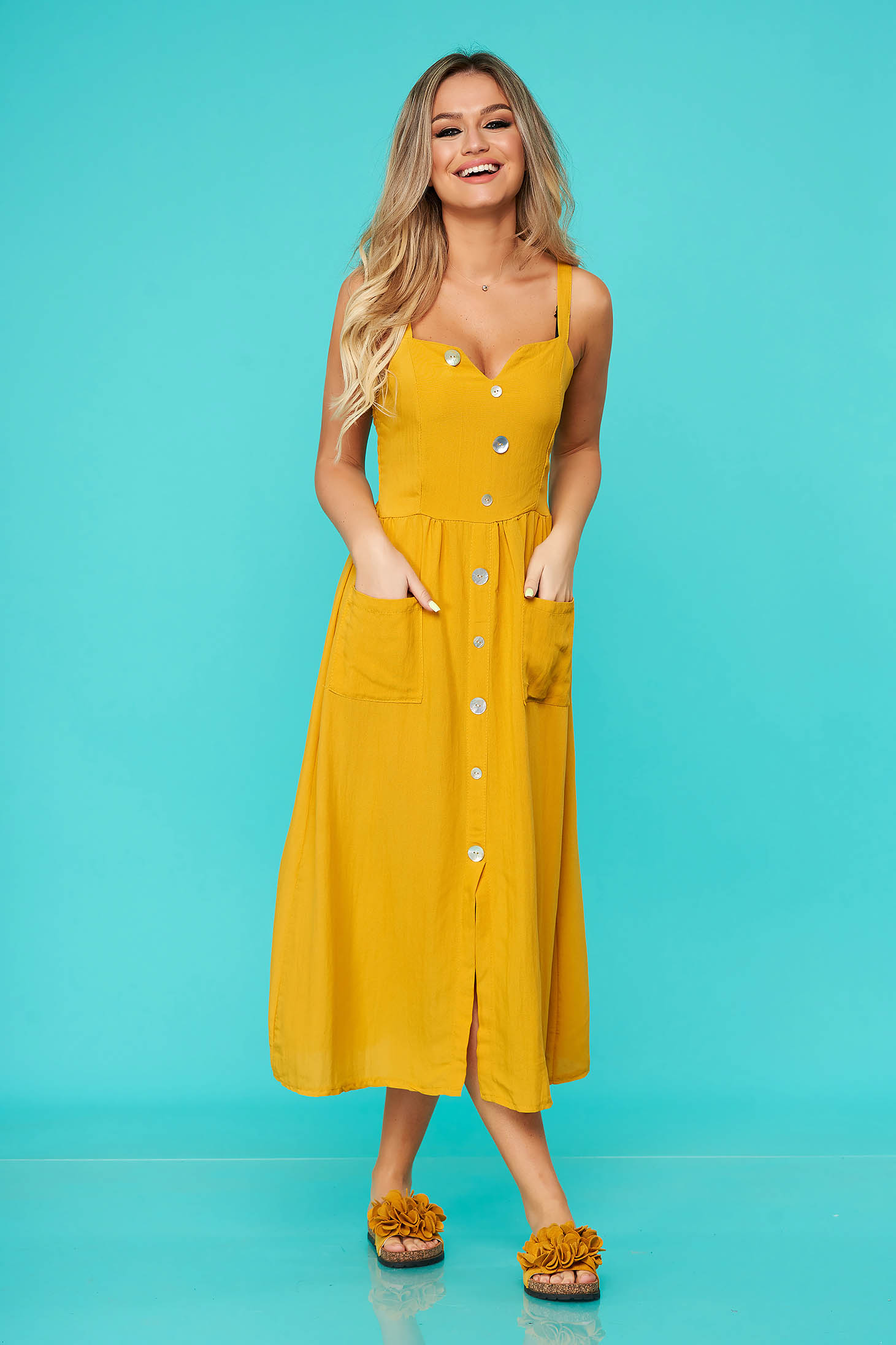 Mustard yellow shop casual dress