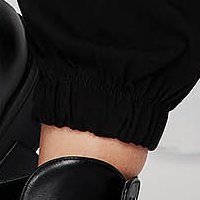 Fekete casual középmagas derekú nadrág zsebekkel vékony anyagból