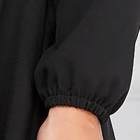 Rochie din georgette neagra midi in clos cu elastic in talie si decolteu petrecut - StarShinerS
