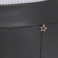 Pantaloni din piele ecologica negri conici cu talie inalta - StarShinerS