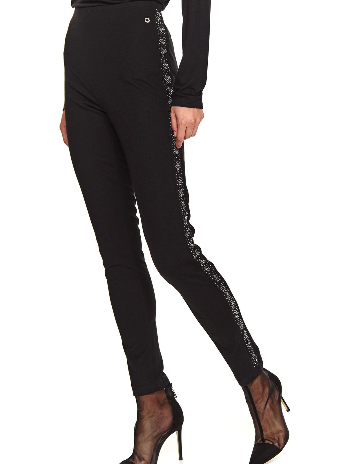 Colanti Top Secret negru cu talie inalta cu elastic in talie cu un croi mulat