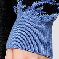Pulover SunShine albastru casual tricotat pe gat in carouri
