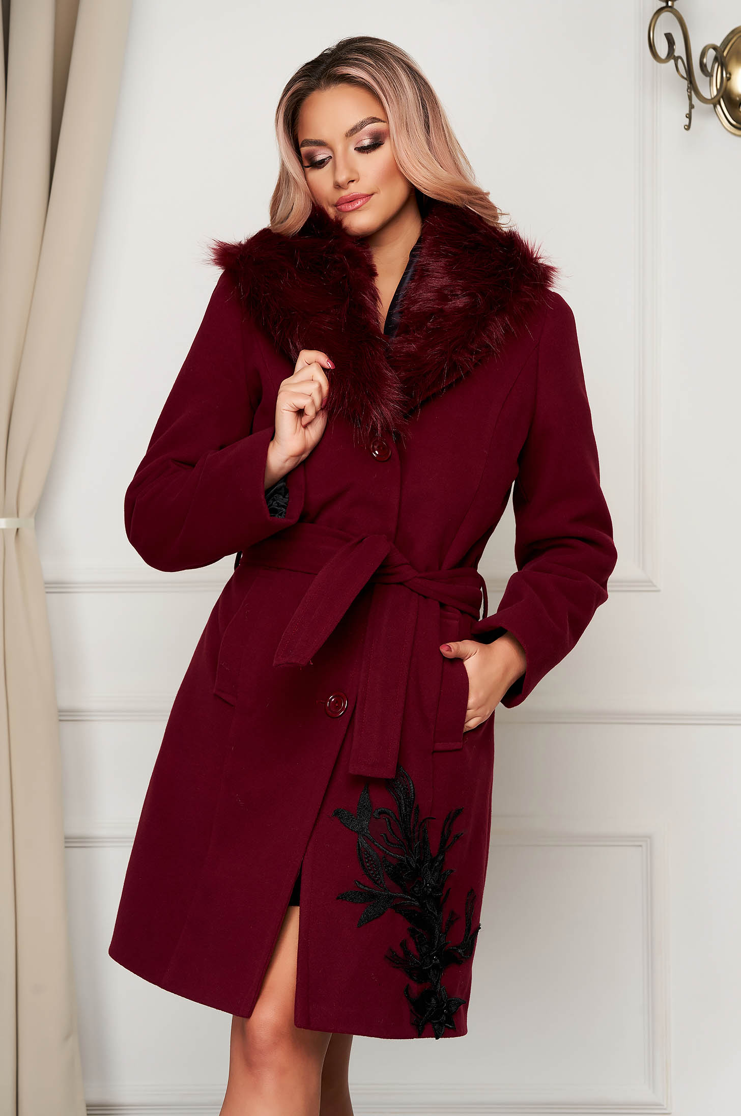 burgundy wool coat