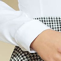 Elegáns szűk szabású pamutból készült fehér női ing eltávolítható gallér strassz köves díszítés