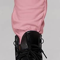 Trening SunShine roz din doua piese din bumbac cu pantaloni si croi larg