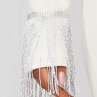 Elegant lady set cloth StarShinerS white with fringes