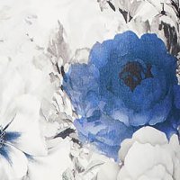 Kék virágmintás ceruza ruha csíkozott anyag rugalmas anyagból