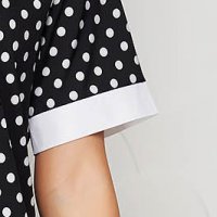 Black dress dots print airy fabric straight