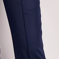 Navy blue flared long trousers made of slightly elastic fabric with high waist - StarShinerS