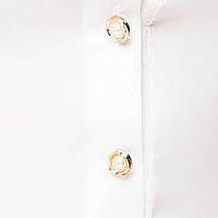 Fehér irodai fodros női ing enyhén elasztikus pamutból