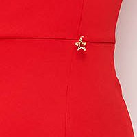Rochie din stofa usor elastica rosie tip creion fara maneci - StarShinerS