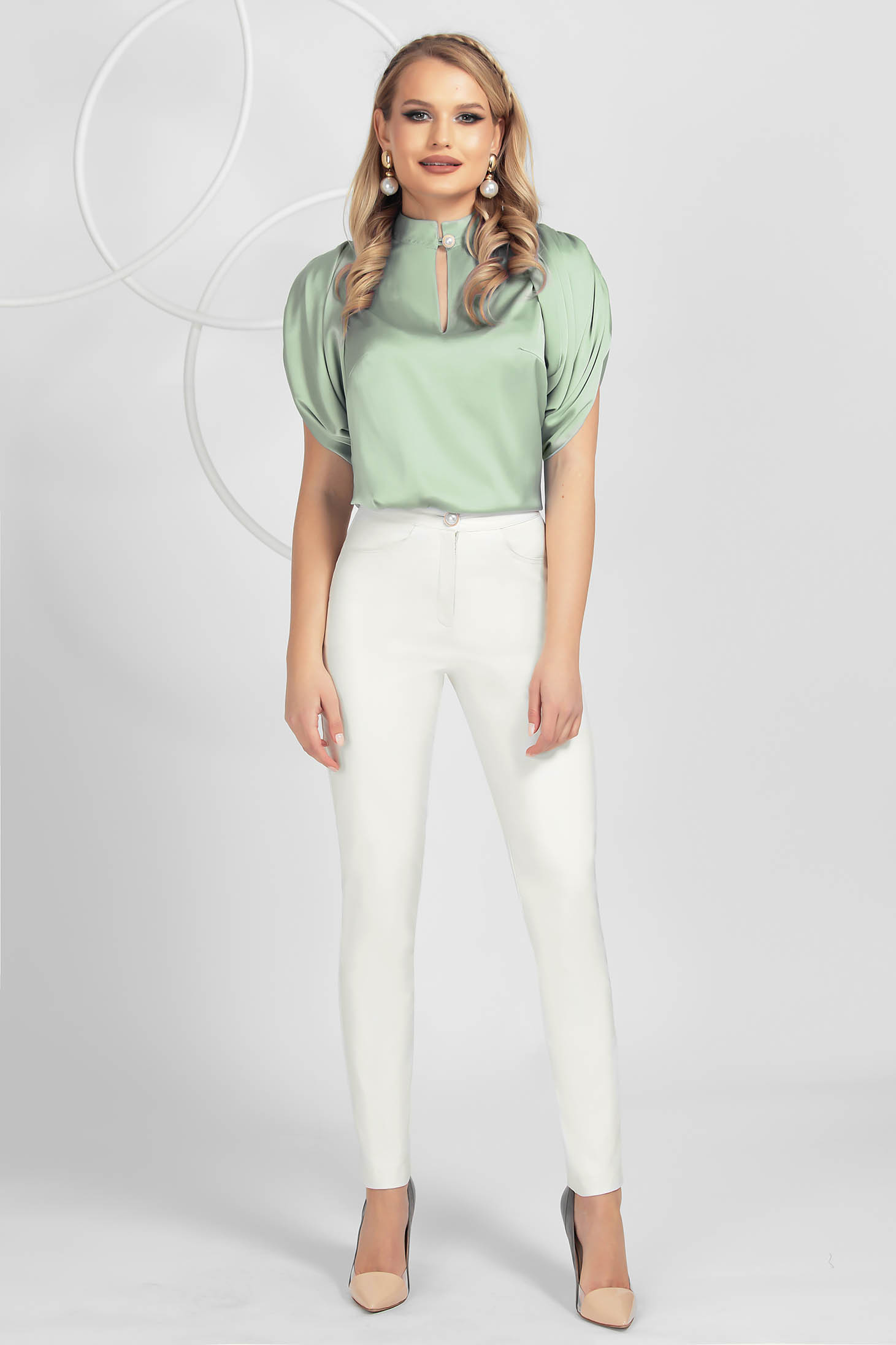 Ivory conical office trousers high waisted