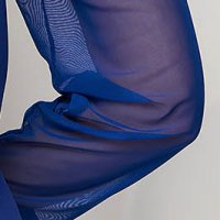 Blue dress transparent sleeves with puffed sleeves straight from elastic fabric