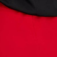 Red Midi Crepe Pencil Skirt with Elastic Waistband - StarShinerS