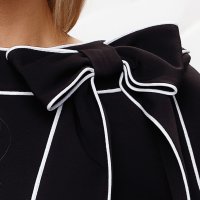 Black dress pencil bow accessory double collar