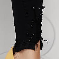 Black high waisted skinny denim jeans with bead applications - SunShine