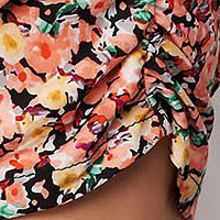 Bluza dama SunShine cu imprimeu floral mulata cu material incretit si umeri cu volum