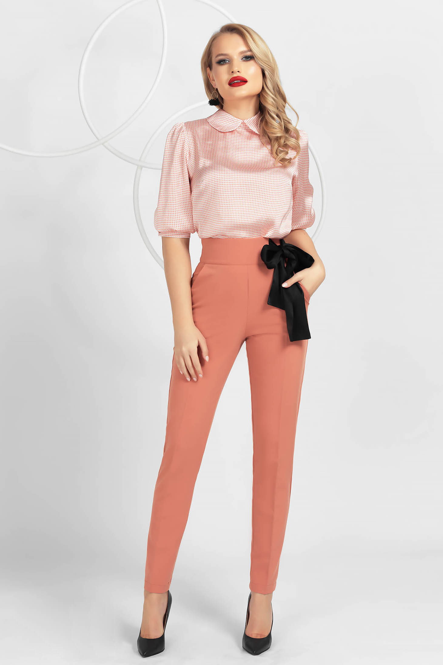 Buy Kazo Women Peach Coloured Regular Fit Solid Bootcut Trousers - Trousers  for Women 9122113 | Myntra
