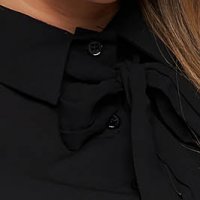 Black women`s blouse from veil fabric with elastic waist