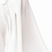 White women`s blouse from veil fabric with puffed sleeves elegant