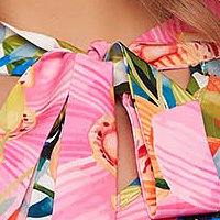 Bluza dama din material subtire cu croi larg si guler tip esarfa cu imprimeu digital - StarShinerS