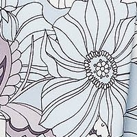 Világoskék StarShinerS elegáns midi virágmintás ruha kerekített dekoltázssal és hátul cipzárral zárható