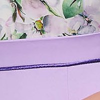 Rochie StarShinerS lila eleganta midi tip creion din stofa cu slit la spate si maneci trei-sferturi