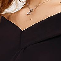 Black dress short cut asymmetrical from elastic fabric fringes pencil