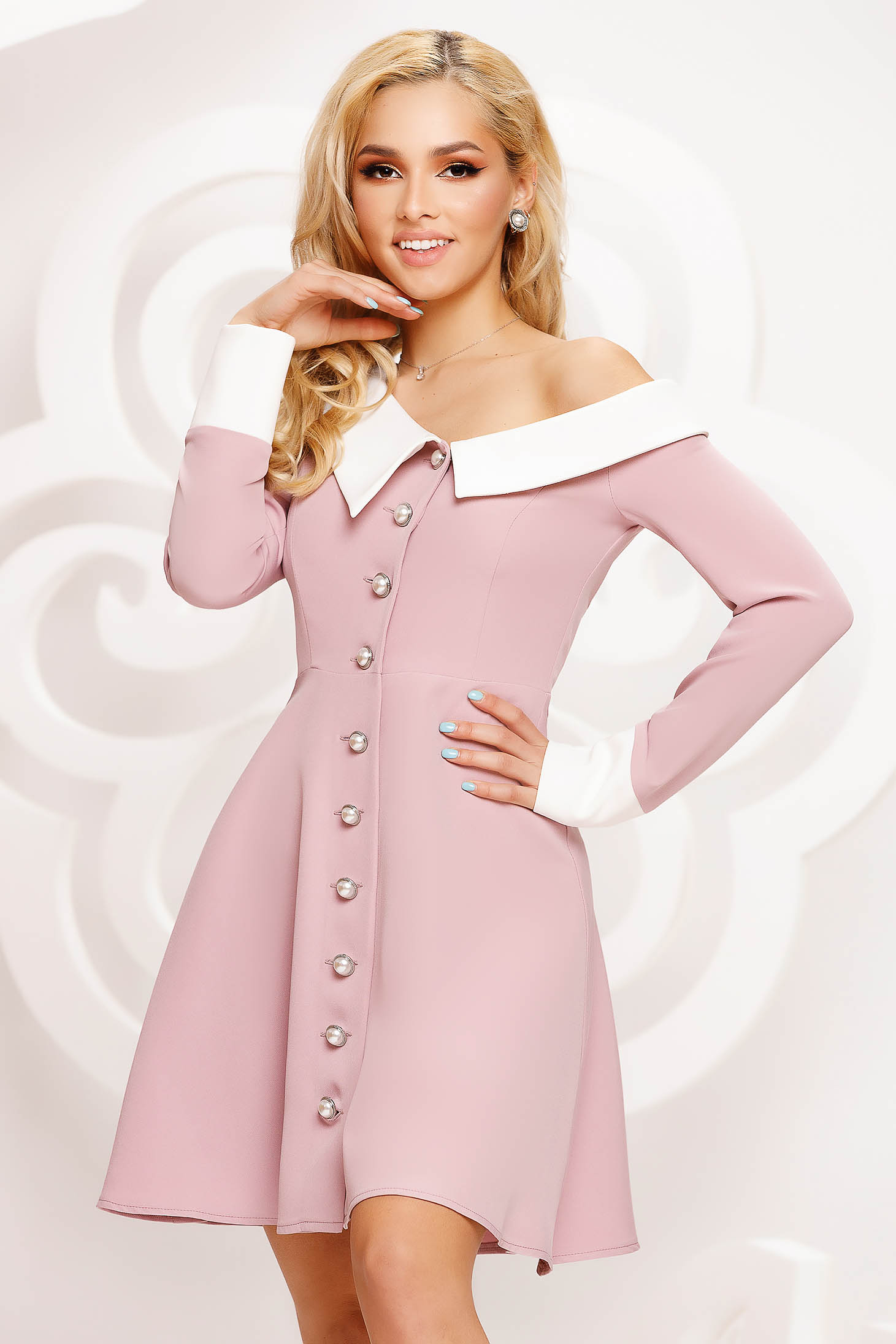 Lightpink dress cloche occasional with button accessories