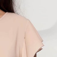 Ladies' blouse in thin nude fabric with a loose fit and ruffles - StarShinerS
