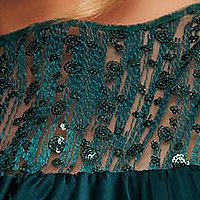 Dirty green dress from veil fabric occasional with lace details with crystal embellished details loose fit