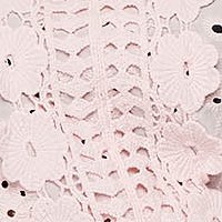 Világos rózsaszínű horgolt csipke egyenes ruha hátul megköthető öv