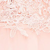 Pink alkalmi harang ruha tüllből csipkés anyagból v-dekoltázzsal teljesen kivágott hátrésszel
