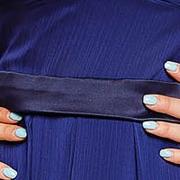 Kék alkalmi hosszú harang ruha szaténból