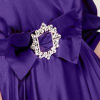 Dark Purple Chiffon Dress Wrapped in Clos with Elastic Waist - PrettyGirl