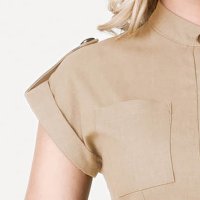 Cappuccino jumpsuit short cut linen with pockets detachable cord