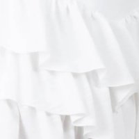 Ivory dress short cut asymmetrical cloche naked shoulders with ruffle details