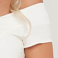 Fehér - StarShinerS ruha harang midi csipkés anyagból v-dekoltázzsal