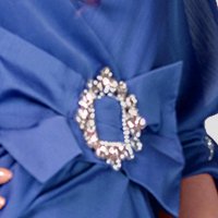 Blue chiffon wrap dress with elastic waist - PrettyGirl