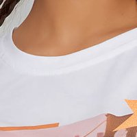 Orange t-shirt cotton loose fit with rounded cleavage with glitter details