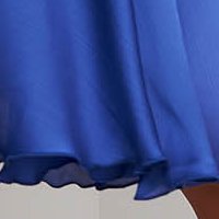 Kék elegáns midi harang ruha szaténbó, csatokkal ellátva