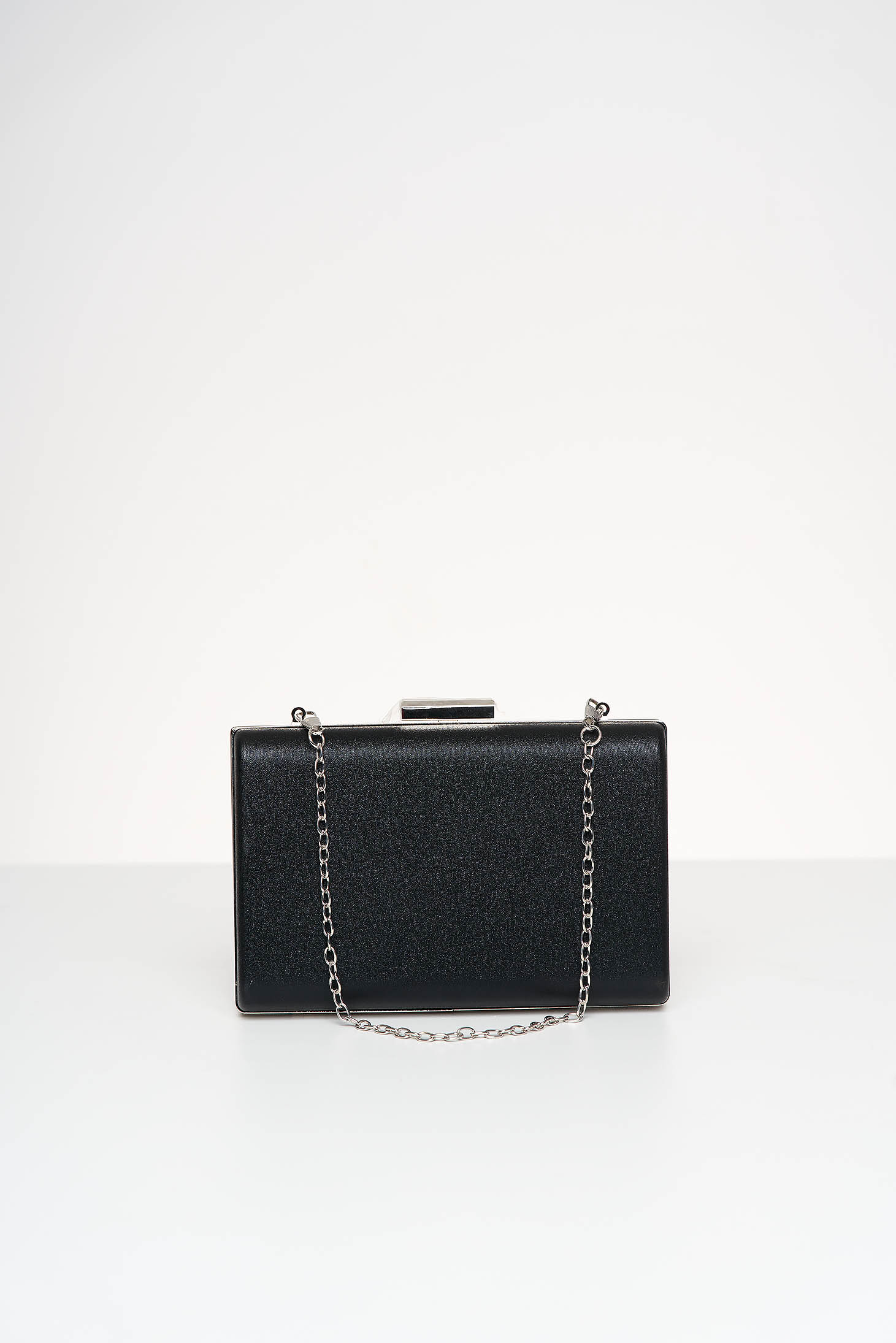Black bag occasional from satin fabric texture with glitter details