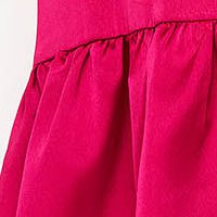 Raspberry dress from satin wrap over front with ruffle details short cut occasional