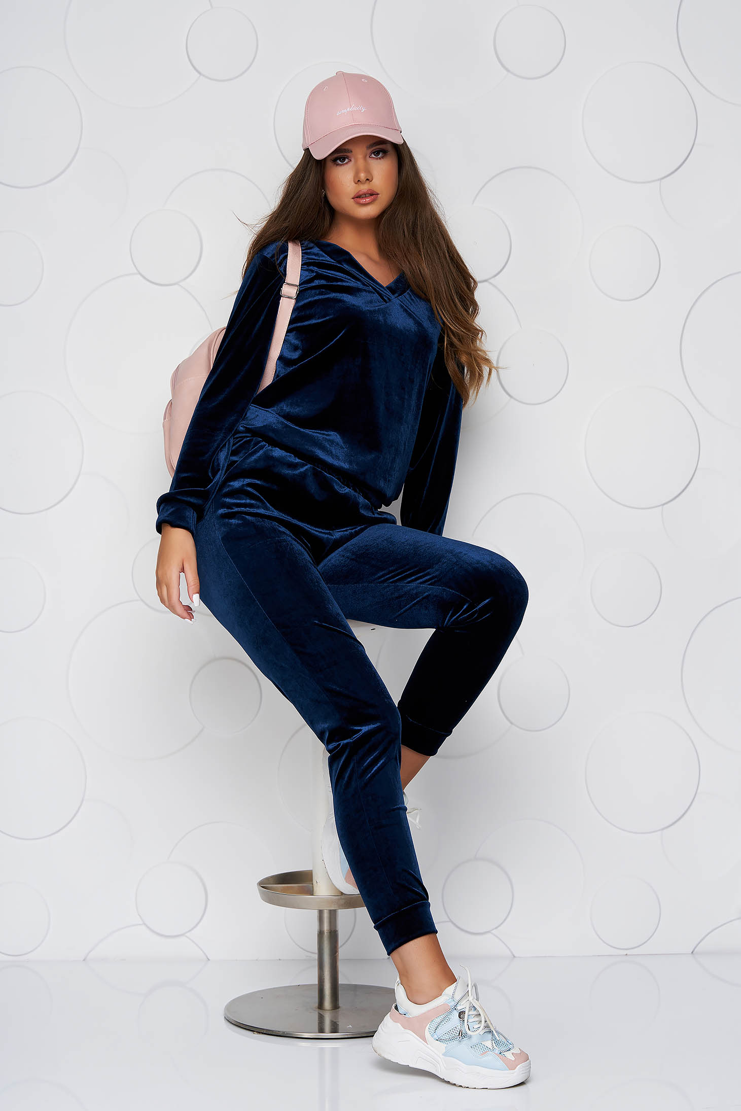 Darkblue sport 2 pieces loose fit sporty from soft fabric 1 - StarShinerS.com