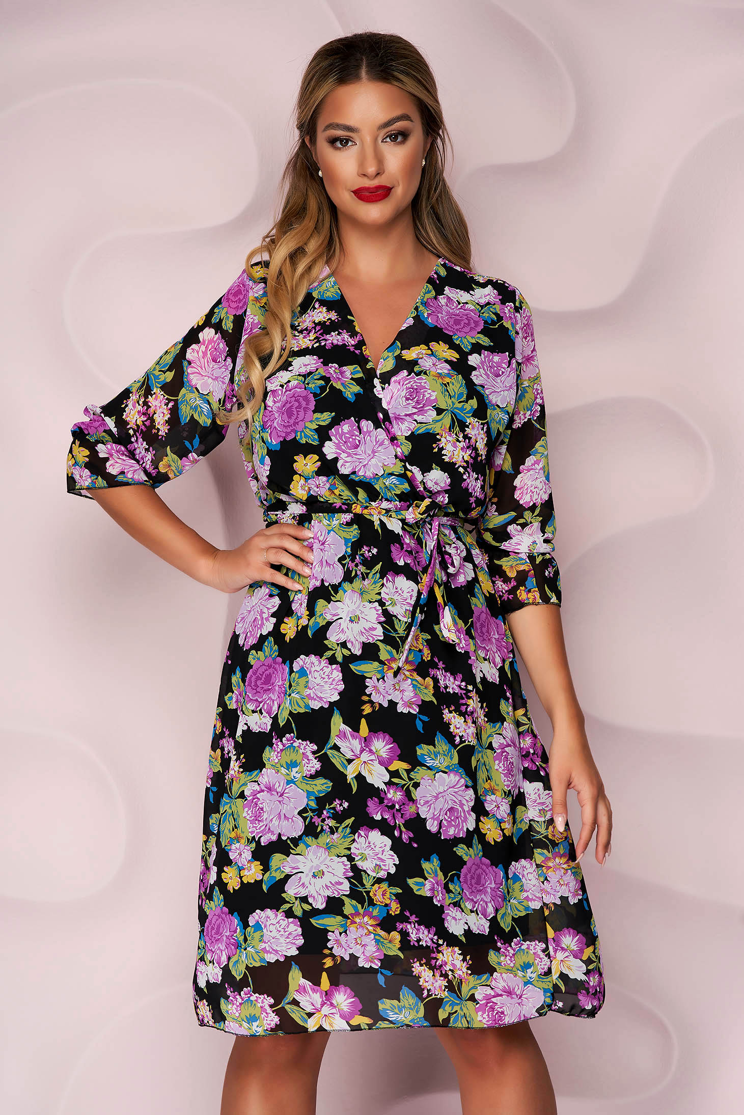 Dress cloche with elastic waist midi from veil fabric detachable cord
