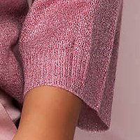 Kötött casual bő szabású pink női blúz háromnegyedes ujjakkal rugalmas anyagból