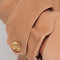 Cream coat loose fit long detachable cord cloth