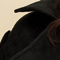 Fekete casual bő szabású hosszú kabát vastag szövetből eltávolítható övvel