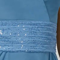 Rochie din voal subtire albastra midi cu aplicatii cu paiete - PrettyGirl